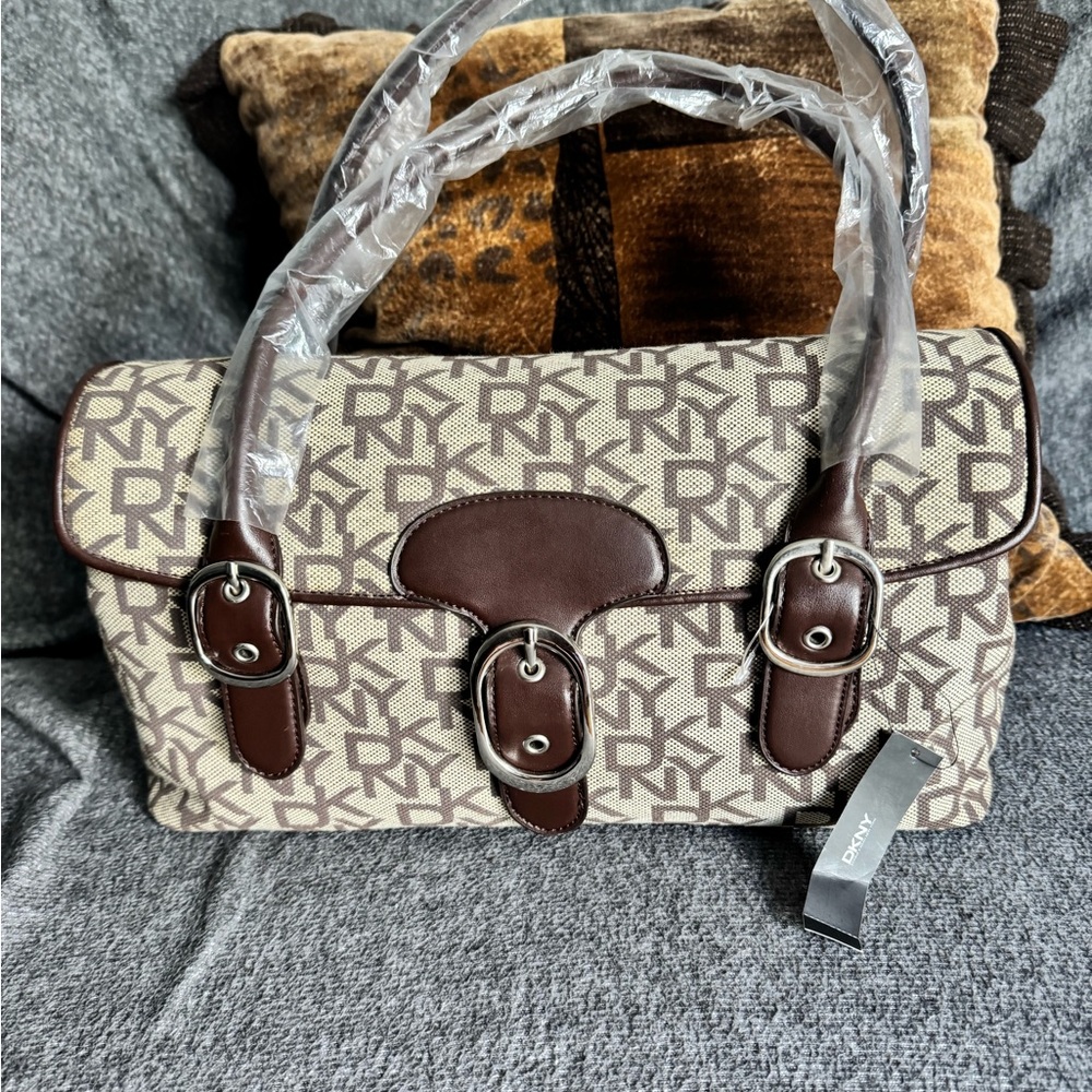 DKNY Brown and Cream Satchel